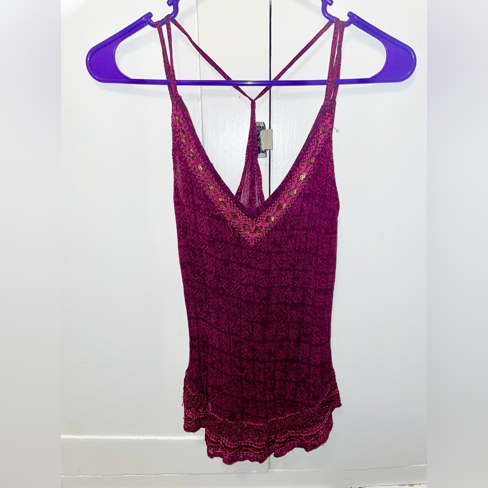 Beaded purple Lucky brand Cami top